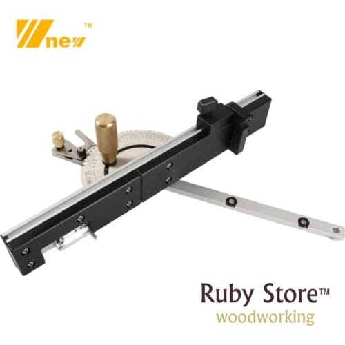 Miter Gauge and Box Joint Jig Kit with Adjustable Flip Stop, Brass/Aluminum Handle for you to choose