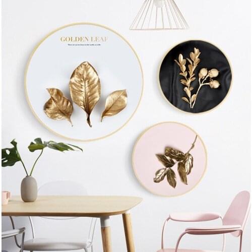 Luxury Modern Nordic Golden Plant Leaf Abstract Wall Art Picture Poster Print For Living Room Home Office Canvas Painting Decor
