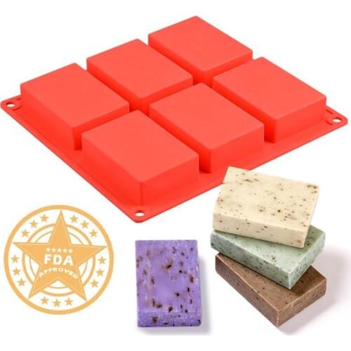 6 Cavity Large Size Silicone Soap Mold Practical Food Grade Silicone Cake Mold 3d Soap Mold DIY Handmade Soap Form Tray Mould