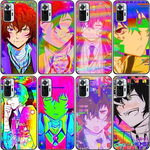 Anime Bungou Stray Dog Glitchcore Silicone Phone Case For Xiaomi Redmi Note 10 10T 10S 9S 8T 9 8 7 Pro Max 9A 9C 9T Black Cover