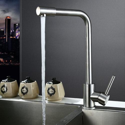 304 Stainless Steel Hot Cold Water 360° Rotatable Single Handle Deck Mounted Mixer Sink Tap Torneira Cozinha Kitchen Faucet