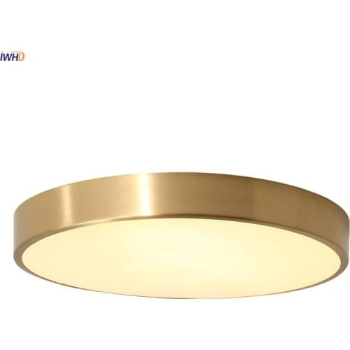 IWHD Nordic Modern Copper LED Ceiling Lights Fixtures Kitchen Hallway Balcony Acrylic Ceiling Lamps Plafonnier Lampara De Techo