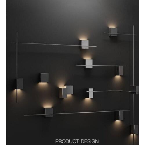 Modern Simple Line Wall Lamp Living Room Background Wall Deco Wall Light Designer Creative Hotel Corridor Strip Combination Lamp