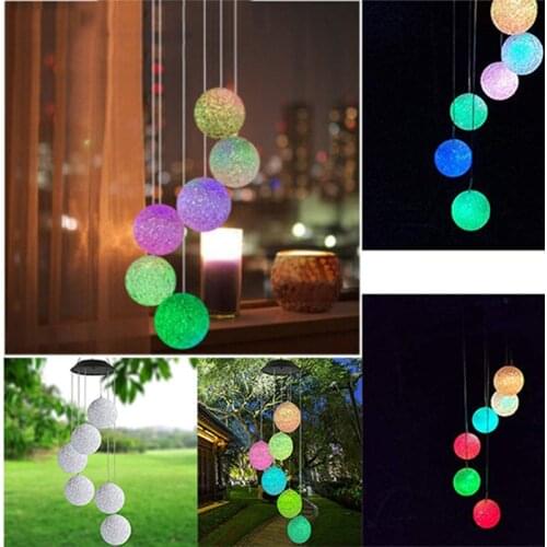 Outdoor Waterproof Solar Colorful Butterfly Moon Wind Chime Lamp Hanging LED Flashing Light String for Garden Holiday Decoration