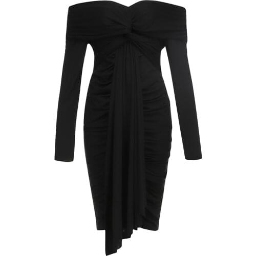 Long Sleeve Party Dresses Women Slash Neck Skinny Elegant Sexy Women Dresses New Spring Summer Dresses
