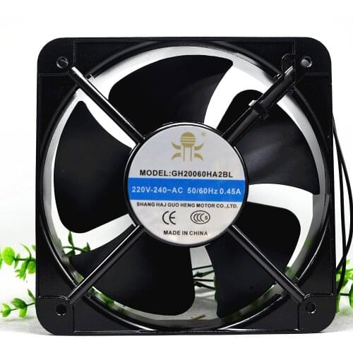 GH20060HA2BL AC 220/240V 0.45A 0.35A 200x200x60mm Server Cooling Fan