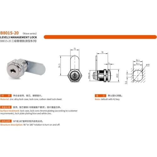 High quality safe zinc alloy mailbox lock tubular post lock cabinet cylinder cam lock