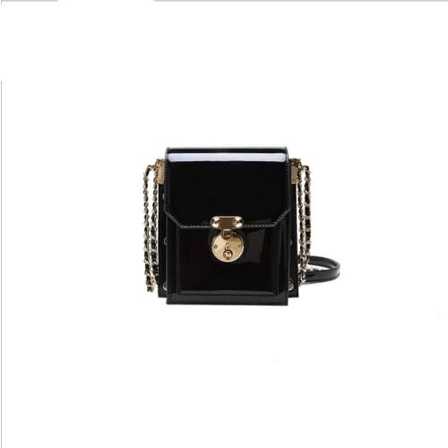 Bright Face Small Bag Woman 2020 Spring New Korean Style Single Shoulder Chain Bag Crossbite Small Square Bag Cow Leather Flap