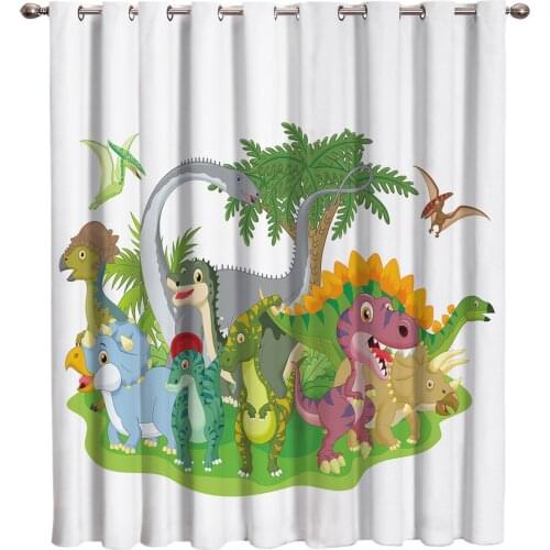 Dinosaur Cartoon Window Treatments Window Curtain for Kids Room Bedroom Curtain for Girls Colorful cortinas