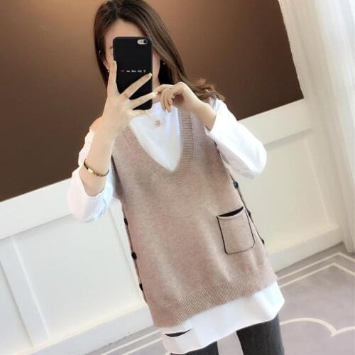 Women Spring New Casual Short V-neck Hand Knitted Vests Female Loose Pockets Wasitcoat Ladies Sleeveless Pullovers Vest Z78
