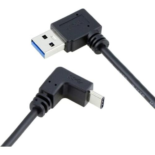 100cm 90 Degree angle Type-c cable USB-C to USB3.0 male 90 Degree up & down angle data and charge cable for mobilephone tablet