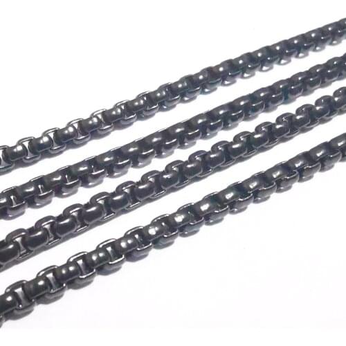 3meter wholesale black stainless steel 3mm wide square Rolo chain jewelry findings DIY JEwelry marking for mens