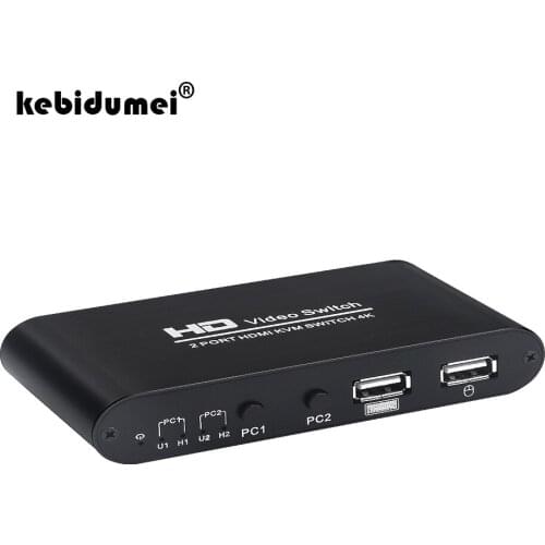 4Kx2K Ultra HD USB HDMI KVM Switcher 2Port HDMI KVM Switch Splitter For Dual Display Screen Keyboard Mouse Switching EDID HDCP