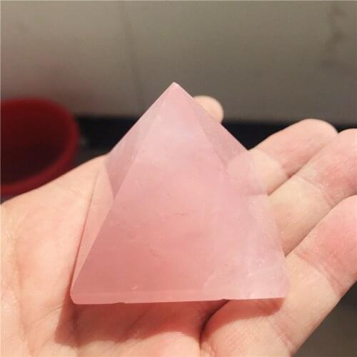 60mm Natural Rose Quartz Pyramid Stone Crystal Feng Shui Healing Specimens