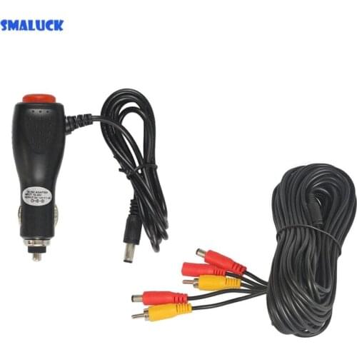 SMALUCK DC10V to 24V Input Car Charger Power Adapter + AV RCA Extension Cable/Cord Video Cable for Car Camera and Car Monitor