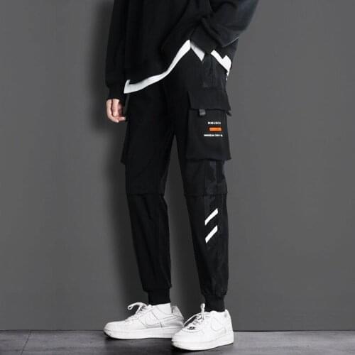 Men running casual trousers overalls mens loose multi-pocket beam feet casual pants trousers autumn and winter tide