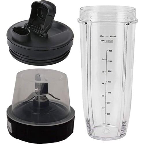 32Oz Cup with Spout Lid and Blade 7 Fins Gear Replacement Parts Blade Assembly for NUTRI NINJA BL450/BL456/ BL455