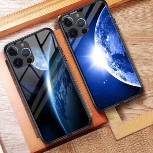 Iphone 12 pro max case Starry Sky Phone Case For iphone 11 12 Pro Max 8 7 6 6s plus X XR XS Max Tempered Glass Cover Hard