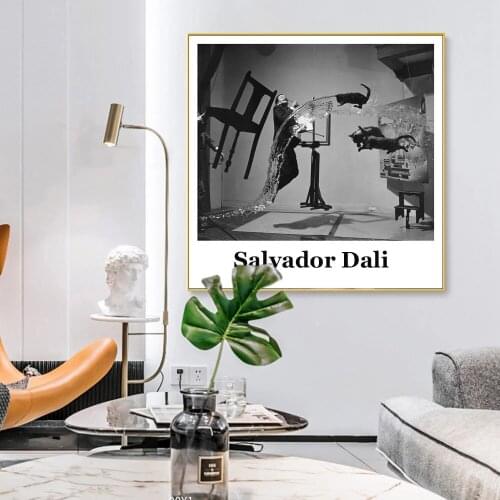 Nordic Art Black And White Vintage Posters And Prints Portrait Of Salvador Dali Canvas Paintings On the Wall Art Pictures Cuadro