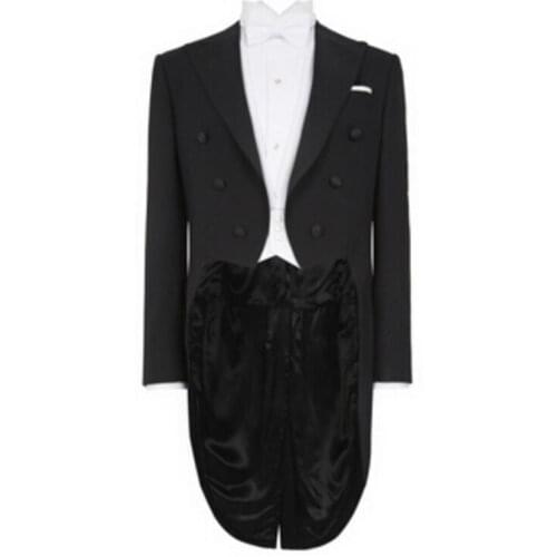 Custom Made to Measure black tailcoats with left chest pocket,WHITE VEST,BESPOKE long tail tuxedo tailcoat,TAILORED EVENING SUIT
