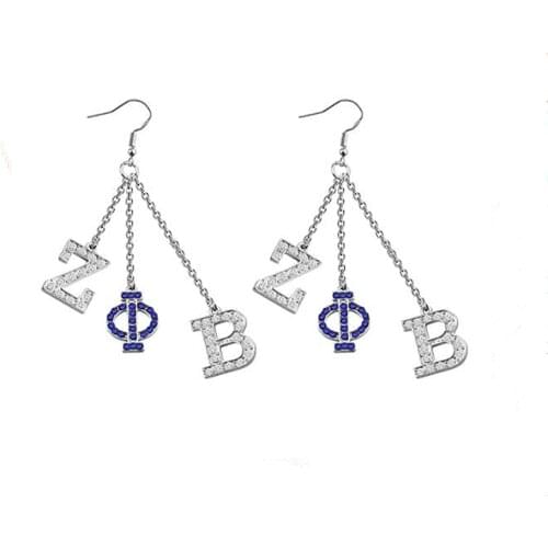 Custom Design Trendy Metal Inlay Greek Letter ZOB ZPB Symbol Society Group Sorority Zeta Phi Beta Earrings Jewelry