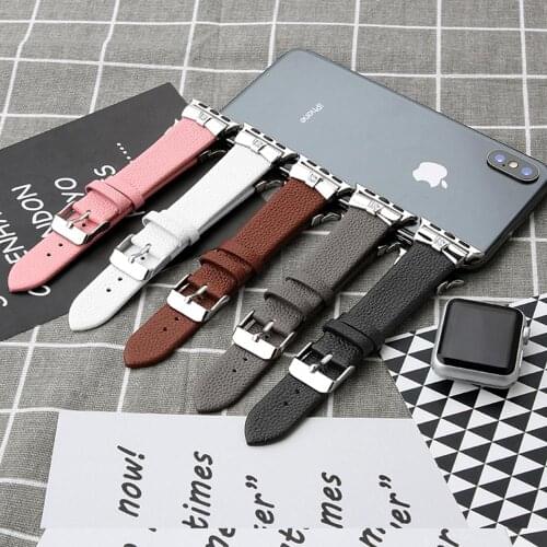 GHH Stainless Steel Metal Leather Strap with Diamond for Apple Watch Iwatch Soft Comfortable Easy To Install WB2159-WB2168