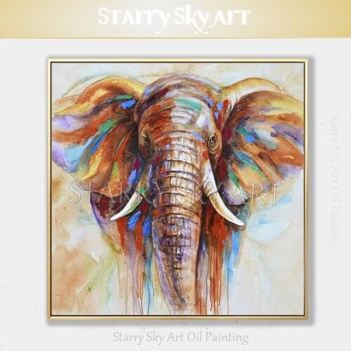 Gifted Artist Hand-painted High Quality Modern Wall Art Elephant Oil Painting on Canvas Fine Art Elephant Animal Oil Painting