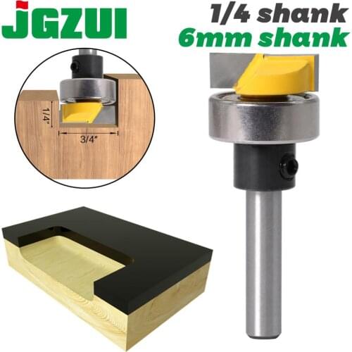 JGZUI 6mm shank 1/4" Shank Template Trim Router Bit - Bottom Cleaning 3/4"W X 1/4"H Woodworking cutter Tenon Cutter for Woodwork