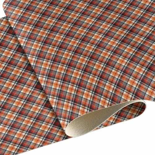 Thanksgiving Stripe Printed Faux Leather Sheet Pumpkin Pattern Synthetic Leather Fabric for Bow Earring Making DIY Craft 22x30cm