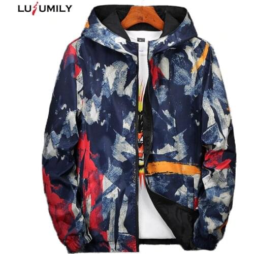 Lusumily 2020 New Arrivals Casual Basic Jackets Women Fashion Graffiti Hooded Windbreaker Puls Size 8XL Jacket Female Windbreake