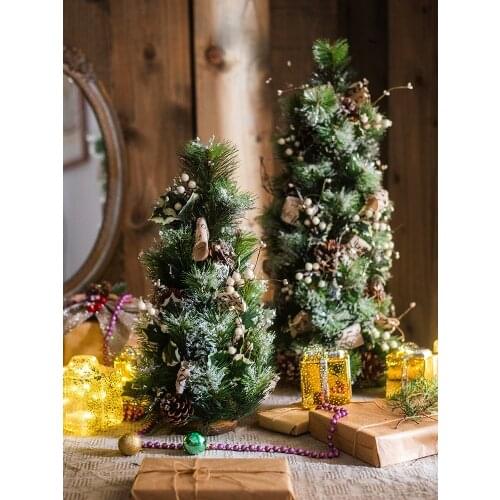 Small Christmas tree ice crystals Cedar ornament imitative tree set home showcase Artificial plant flower diy Christmas wreath