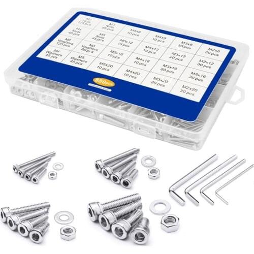 880Pcs M2 M3 M4 M5 Hex Hexagon Socket Screw Set Stainless Steel Flat Round Cap Head Screw Kit Bolts and Nuts Allen bolts Set