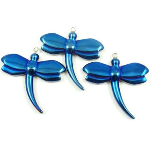 Natural Quartz crystal Titanium Hematite hand-Carved dragonfly Gem pendant for diy jewelry making necklace Accessories3pcs P1