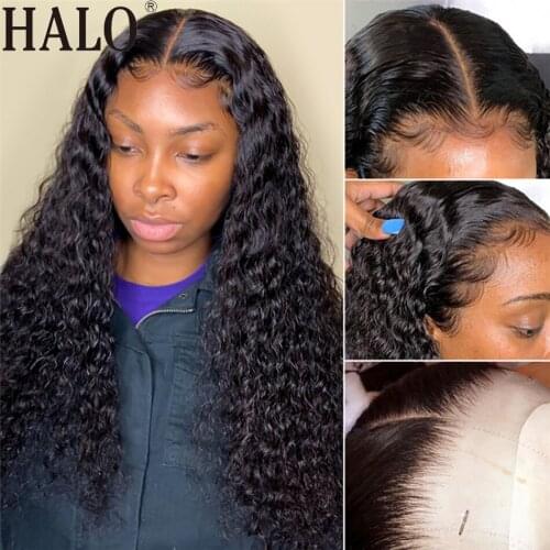 4x4 Lace Closure Wig Human Hair Wig For Black Women Curly Deep Wave Glueless Lace Closure Wig Pre Plucked Bayby Hair Water Wave