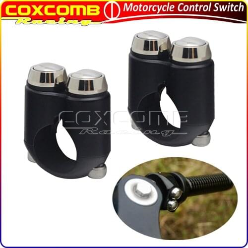 For Harley Sportster BMW Yamaha Suzuki Cruiser Motorcycle 22/25mm Cafe Racer Handlebar Switch 1" 7/8" Handle 2 Button Switches