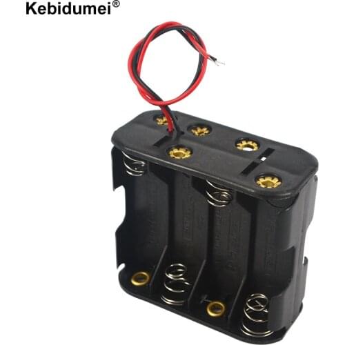 Kebidumei Mini Plastic 12V Battery Clip Slot Storage Holder Box Case for 8pcs AA Batteries (Not Include) With 6 Leads Wire