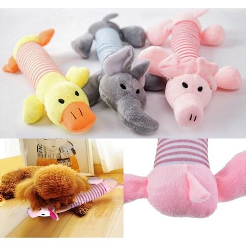 Pet Dog Cat Plush Squeak Sound Cute Dog Toys Funny Fleece Durability Chew Molar Toy Fit for All Pets Elephant Duck Pig New