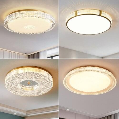 All Copper American Ceiling Lamp Light Luxury Bedroom LED Crystal Lamp Nordic Simple Modern Aisle Lamps Round Dining Room