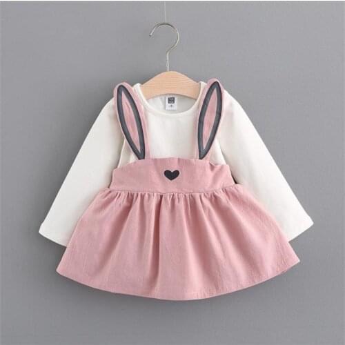 Hot Girls Dress Spring Autumn O-neck Children Clothes Rabbit Ears Dress Cotton Baby Girls Dresses Baby Princess Dress For Girl
