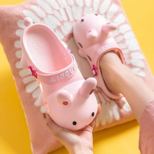 Pink Rabbit Sandals Children Summer Non-Slip Collision Avoidance Kids Clogs Indoor Home Slippers Baby Girls Shoes Boy Footwear