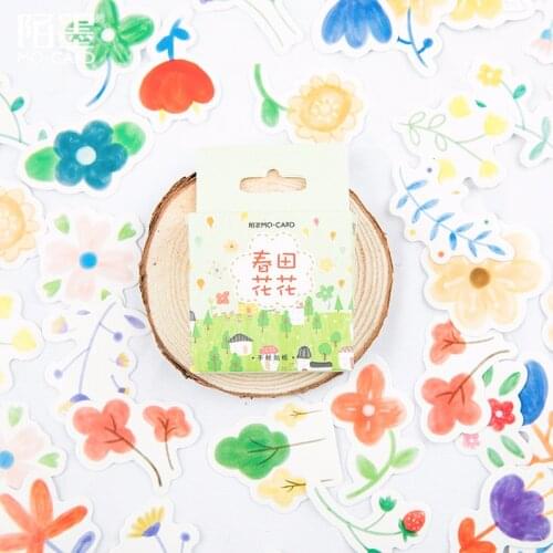 46PCS/set Cute Spring Flower Cartoon Stickers Adhesive Sticker DIY Sealing Decoration Stickers Kawaii Stationery