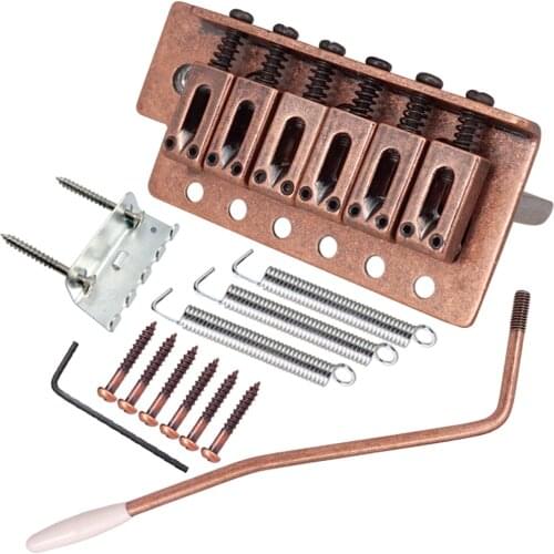 Copper Red 6 String Flat Saddle Single Tremolo Bridge System for FD SQ ST Electric Guitar Replacements