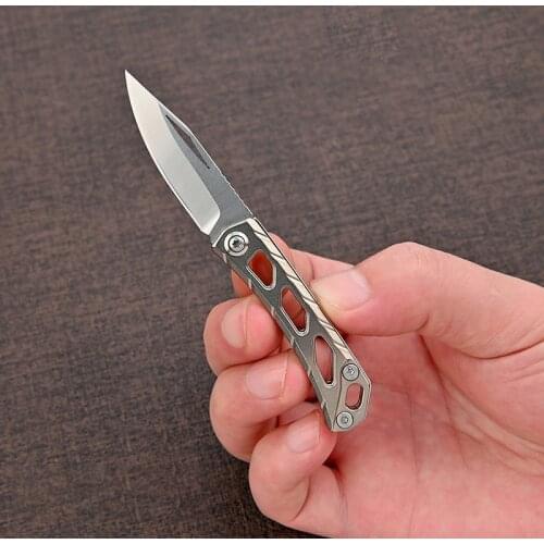 D2 Steel Folding Knife Titanium Alloy Sharp Knife Portable Keychain Pendant Unpacking Express Unpacking Self-defense Fruit Knife