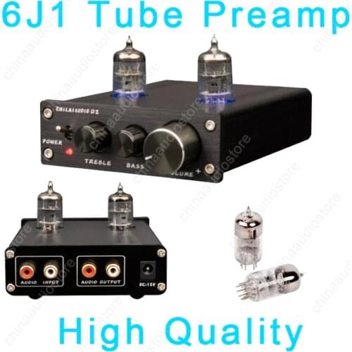 V2018 Hi-Fi 6J1 Tube Preamp Stereo Pre-Amplifier W/ Two 6J1 Tubes For Audio Amplifier,Adjustable Bass Treble,AC110-240V