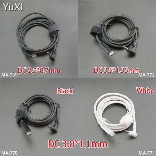 YuXi USB Type C To DC 2.5*0.7mm/3.5*1.35mm/3.0*1.1mm Black/White Male Plug Converter PD Charging Cable Cord Power Adapter