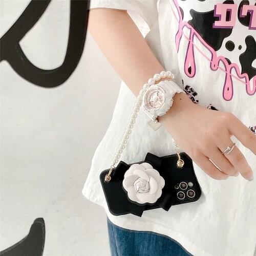 Camellia Pearl Bracelet For Samsung Galaxy A7 A8 A9 A6 Plus J4 J6 J8 PLus A10 20s A20E M10 20 30 60s 80s Soft TPU Phone Case