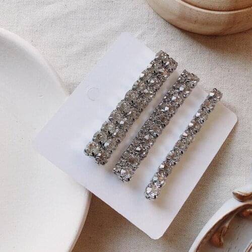 Girls Metal Rhinestone Hair Accessories Lurexy Hair Clips Women Shining Crystal Hair Pin with Clear Stones 3PCS/SET