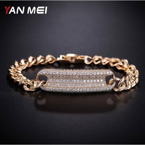YANMEI CZ Crystal Tennis Bracelet Zircon Bracelet Bangle Chains Crystal Gold Bracelets For Women Female Jewelry YMS0743