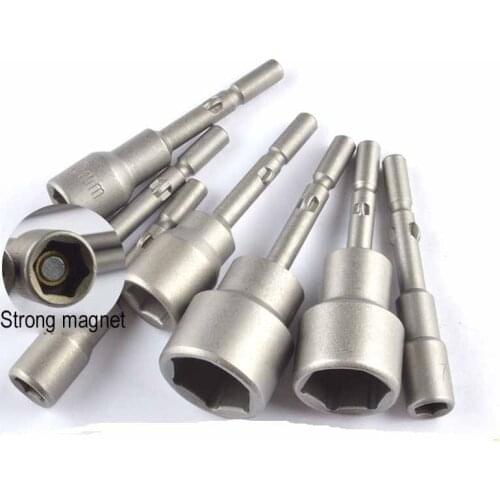 1Pcs 802 Electric 6mm Round Shank Power Bolt Nut Driver Drill Bit Metric Socket Wrench Screw 5-19mm Magnetic Socket Adapter bits