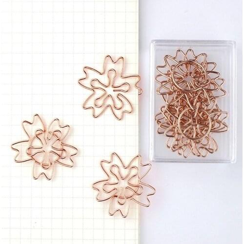 10pcs Snowflake Shaped Paper Clip Rose Gold Paperclip Storage Safety Pin Buckle Clip Paper Clip Decoration Diy Binding Bookmark